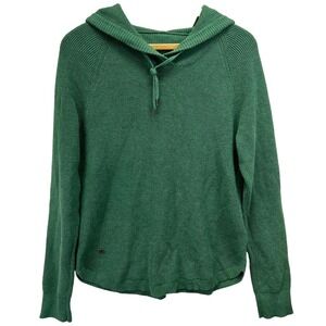 VTG 90s Lauren Ralph Lauren Green Waffle Knit Hoodie Sweater Pullover Cotton Lg